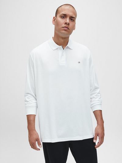 Calvin Klein Ruhák HU383188 | Calvin Klein Plus Size Long Sleeve Férfi Pólóing Világos Fehér